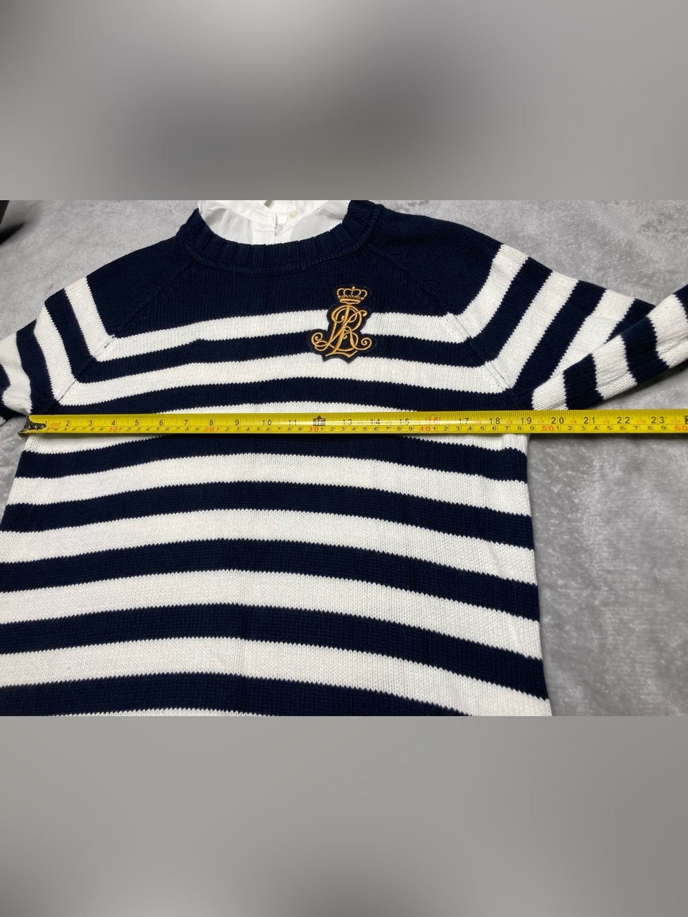 Ralph Lauren blue and White Striped Crewneck Sweater - Picture 10 of 11